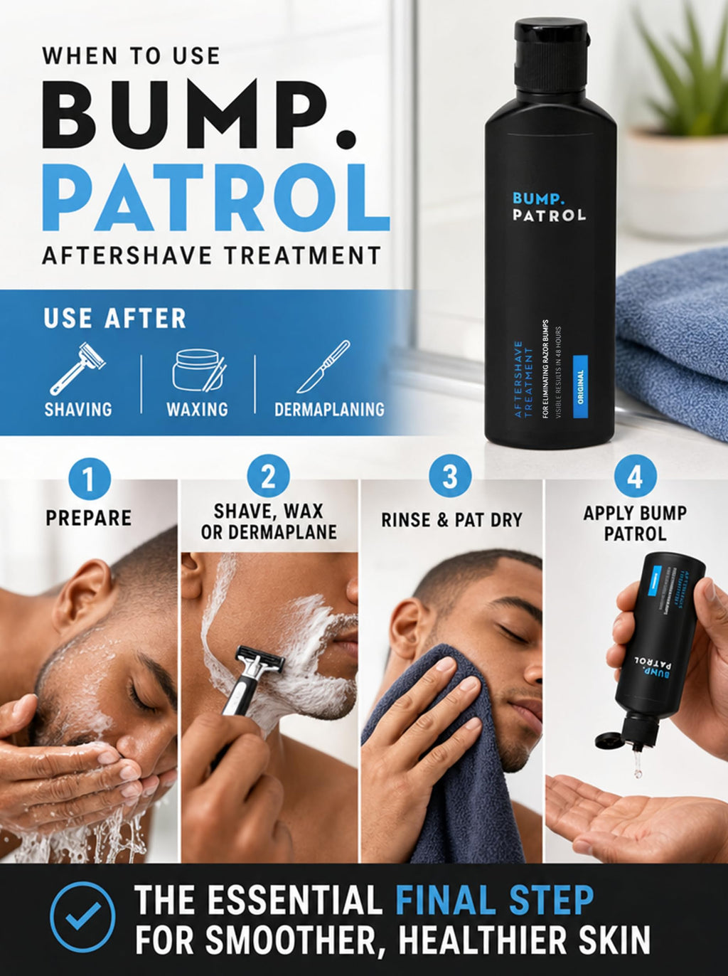 Bump Patrol Original Formula Aftershave Treatment Serum – Razor Bump Stopper and Ingrown Hair Treatment for Men and Women with Salicylic Acid for Razor Burn & Shaving Irritation - 2 oz - Pack of 2