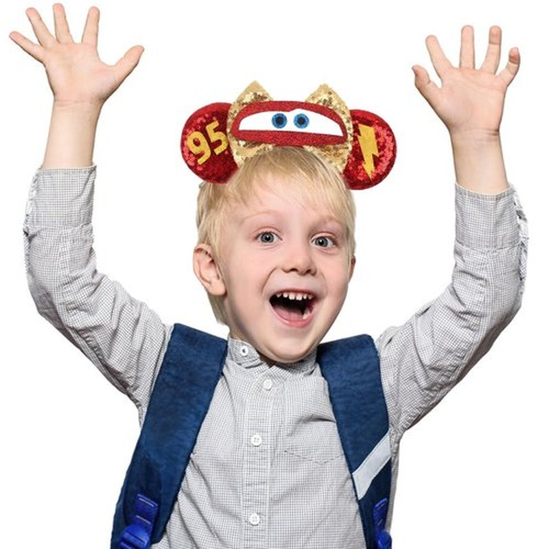 MADO red car mouse ears headband for kids boys girls adults women, Park mini ears headbands for kids adults (red car)
