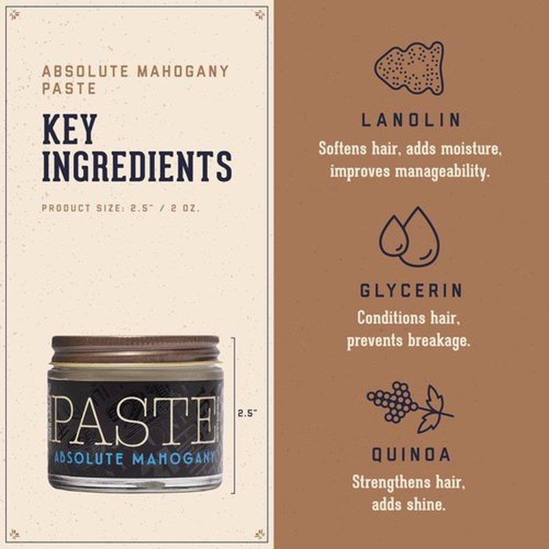 18.21 Man Made Hair Styling Product, 2oz. Absolute Mahogany Scent in Paste with Natural Shine Finish