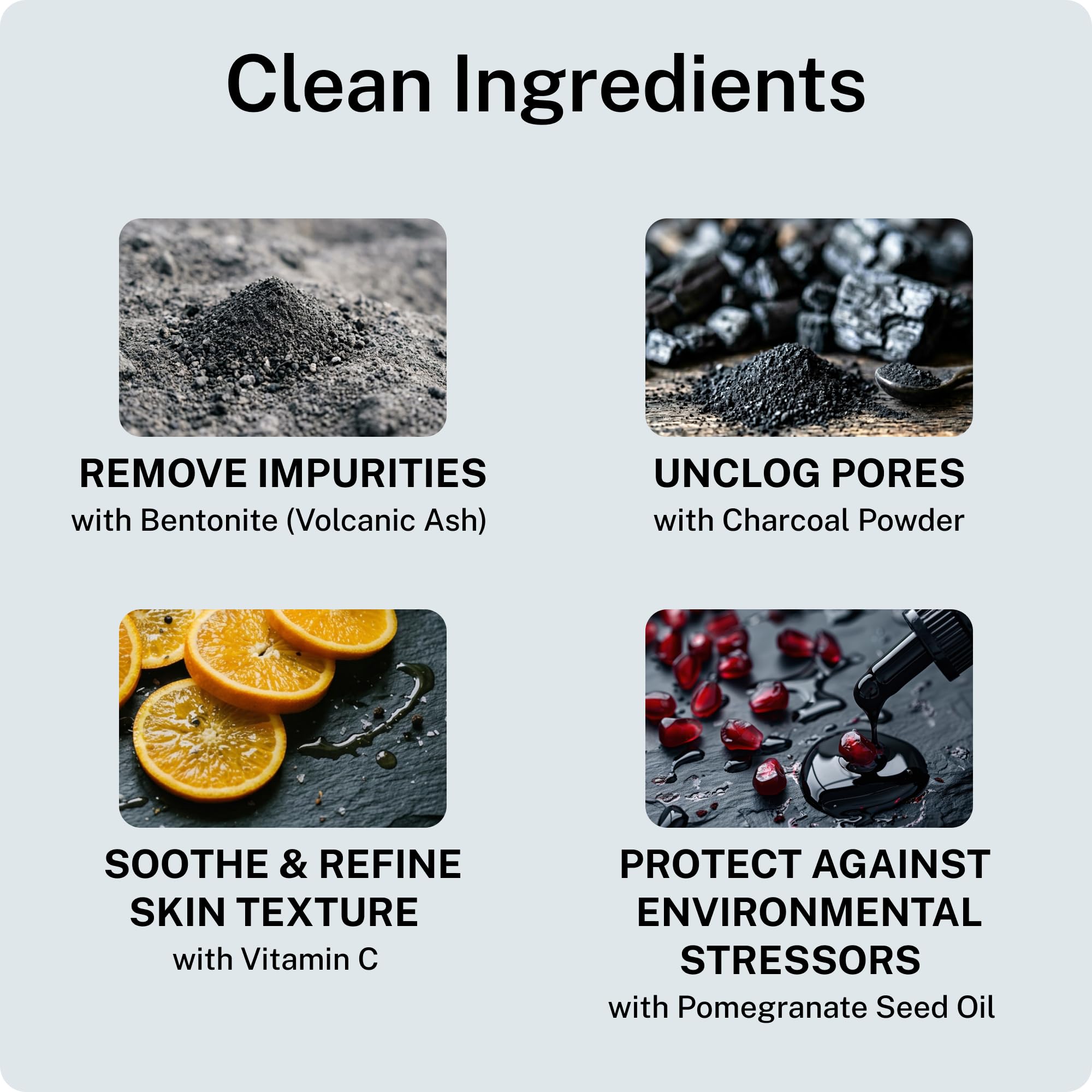 Blu Atlas Volcanic Ash Face Cleanser for Men with Vitamin C, Gentle Daily Exfoliating Facial Cleanser for Dry, Normal & Sensitive Skin – Fragrance Free, 4 oz