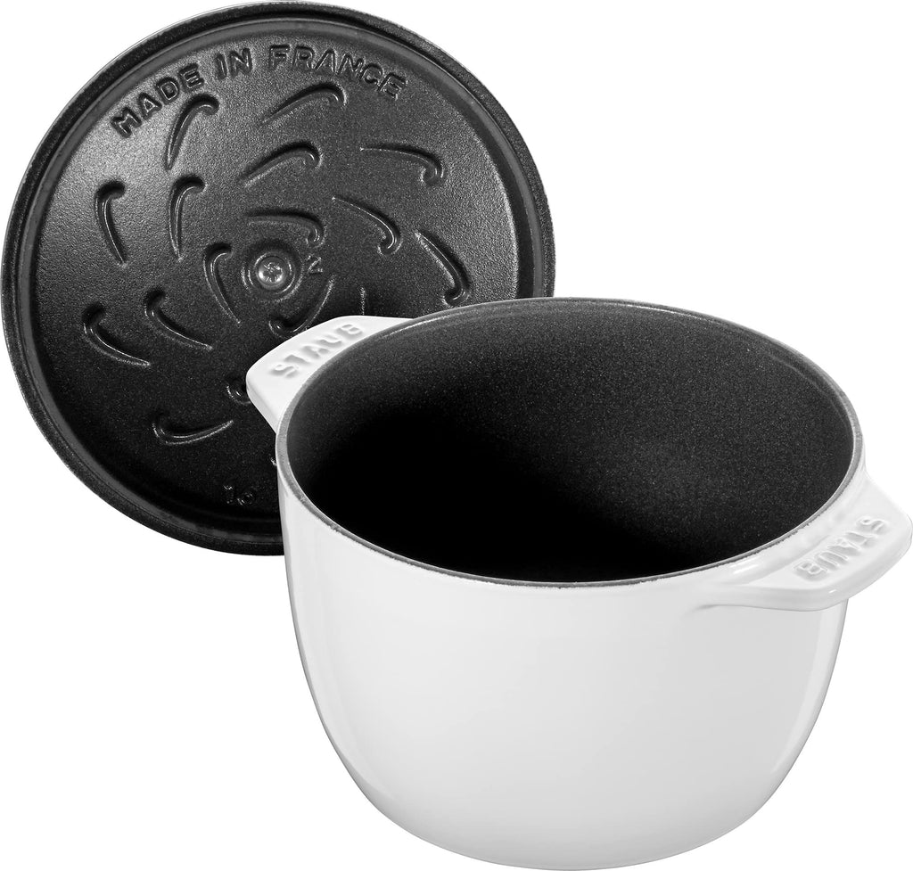 STAUB Cast Iron Petite French Oven, Dutch Oven, 1.5-quart, serves 2, Made in France, Matte White