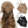 HAIMEIKANG Floral Crochet Hair Bandanas Headscarf 2 PCS Women Hair Scarf Daisy Headband Vintage Head Kerchief for Girls(Black+Coffee)