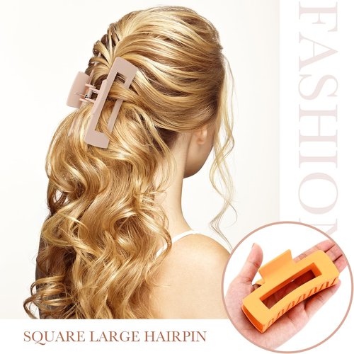 Hoteam 108 Pcs 4.1 Inch Large Hair Claw Clips Bulk Rectangular Big Hair Claws Matte Nonslip Banana Clip Plastic Barrettes for Women Gifts Accessories, 18 Colors