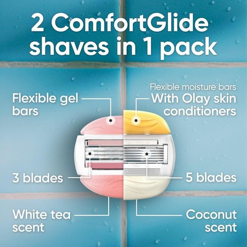 Gillette Venus ComfortGlide Women's Razor Blade Refills - White Tea & Olay, 6 Count Total