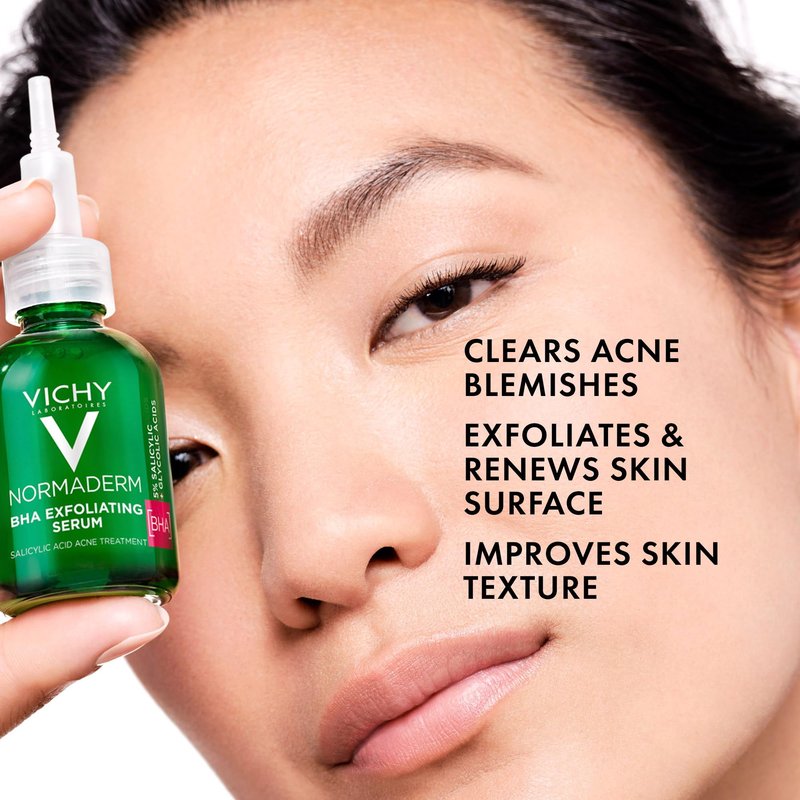 Vichy Normaderm BHA Exfoliating Serum, Salicylic Acid Acne Treatment for Face, Formulated with 4% Glycolic Acid, Gentle Face Exfoliator Clears Blackheads & Acne Blemishes, 1.01 Fl. Oz