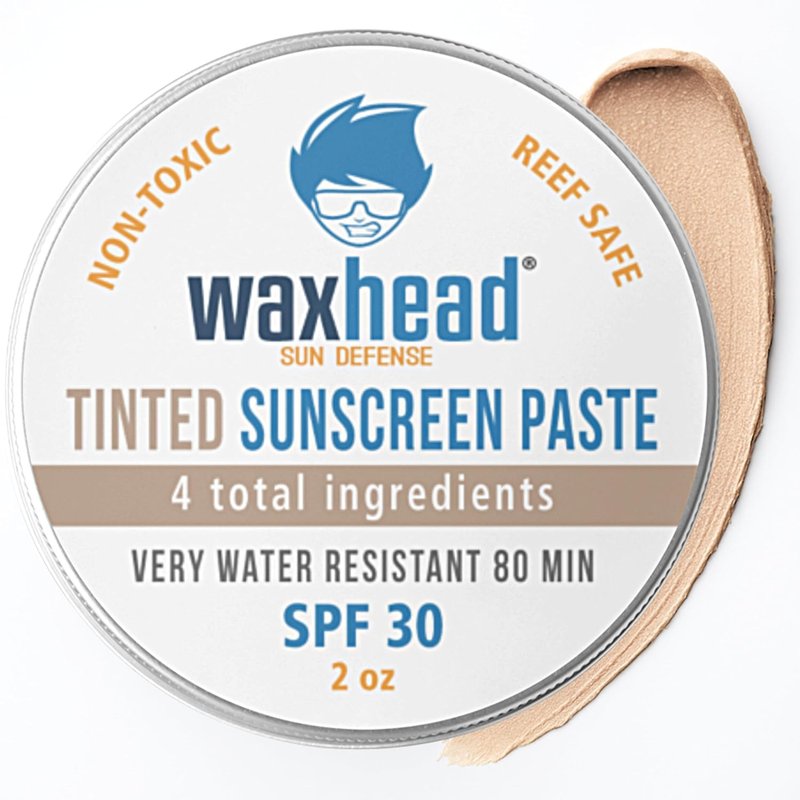 Waxhead Tinted Mineral Sunscreen SPF 30 - Reef-Safe Zinc Oxide Formula for Surfing & Swimming | Travel Size 2 oz Tin