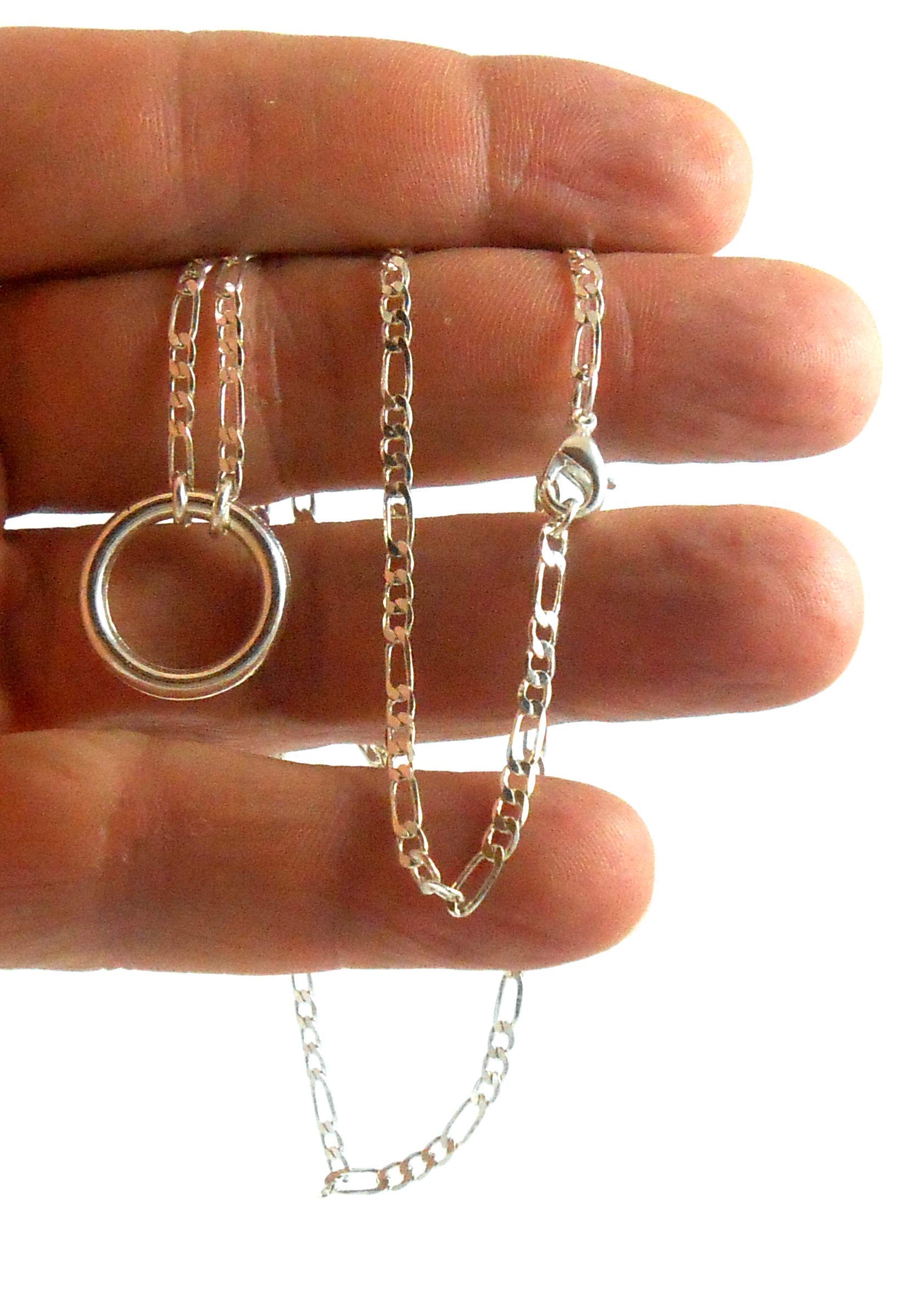 A SHER'S Tiny Delicate Day Collar Silver Necklace O-Ring up to 18 inches