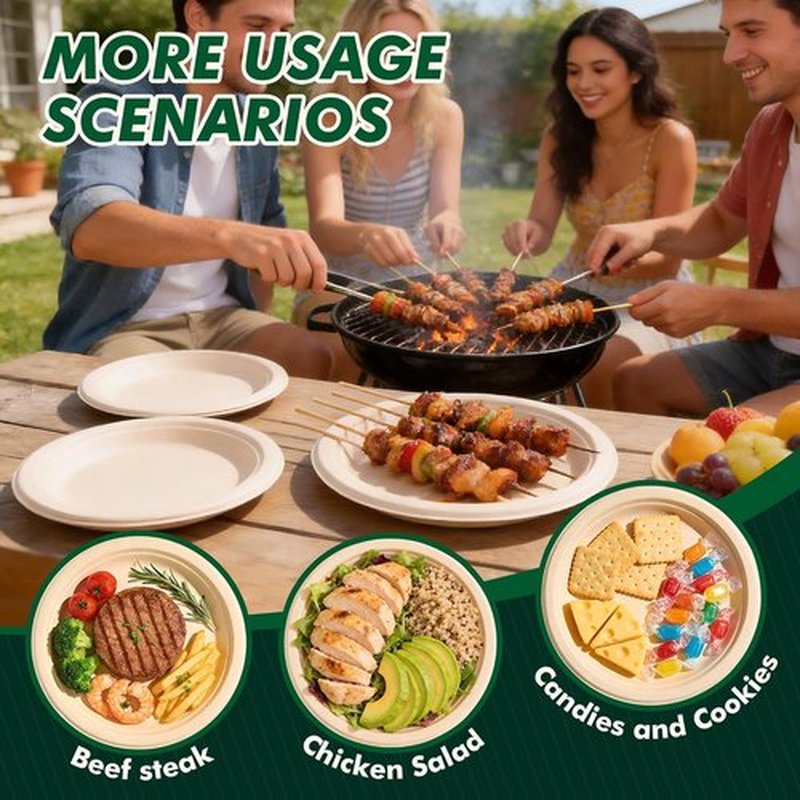 Regine Switzerland Heavy-Duty Compostable Paper Plates - 10 Inch, 125 Count, Eco-Friendly & Microwavable