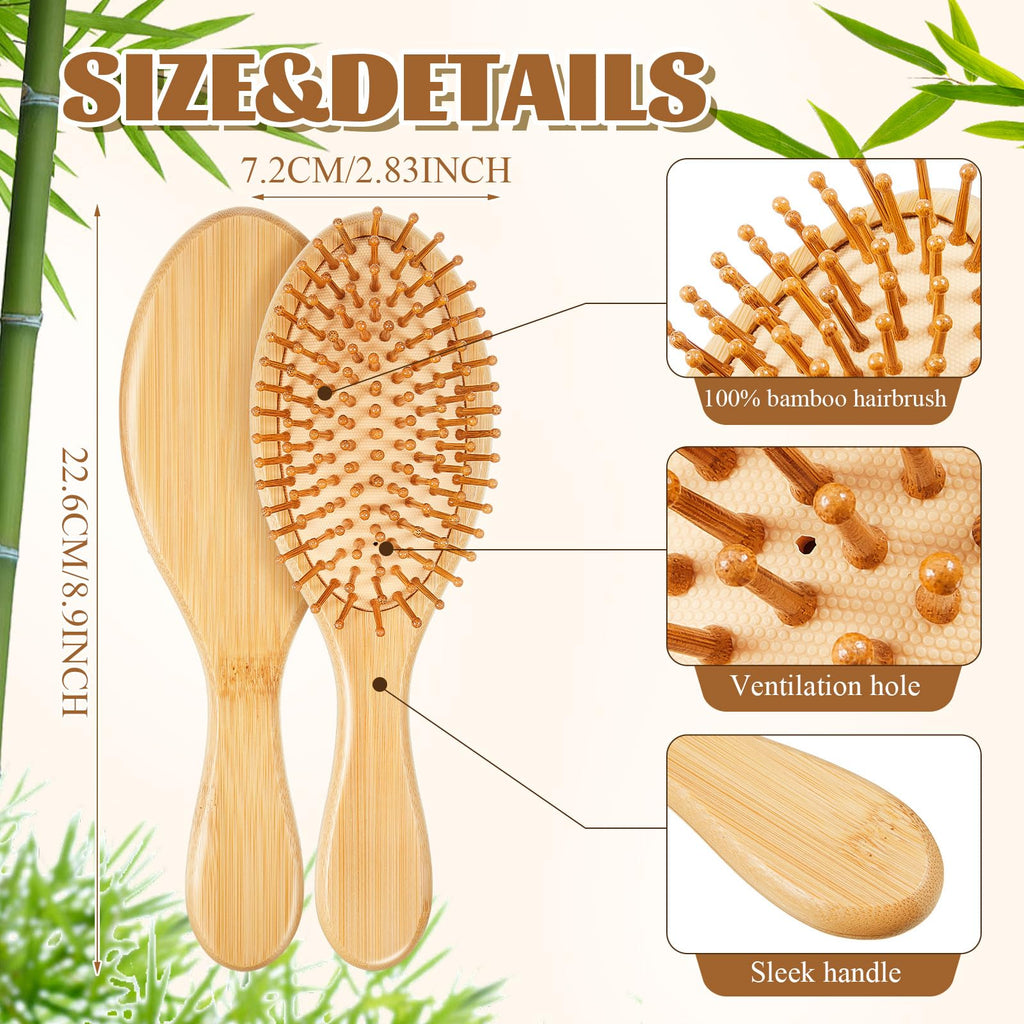Weysat Bamboo Hair Brushes Bulk, Natural Wooden Paddle Detangling Brush, Scalp Massage and Anti-Static Hairbrushes, DIY Engraving Gifts for Women, Men, Party and Wedding(Natural,12 Pcs)