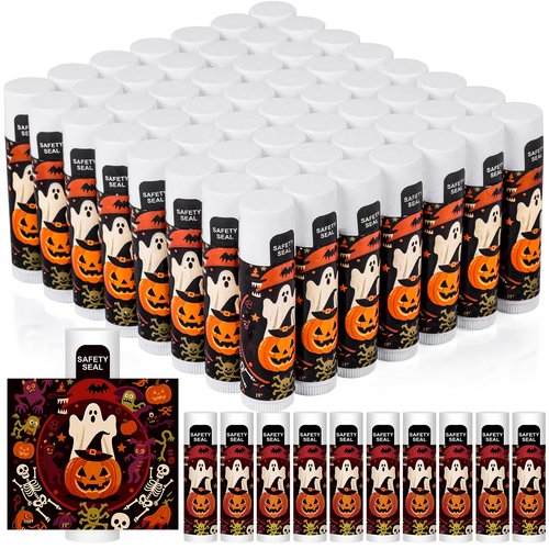 DMSKY Halloween Lip Balm 60 Pcs, Halloween Party Favors Goody Bag Stuffers Fillers for Trick or Treat