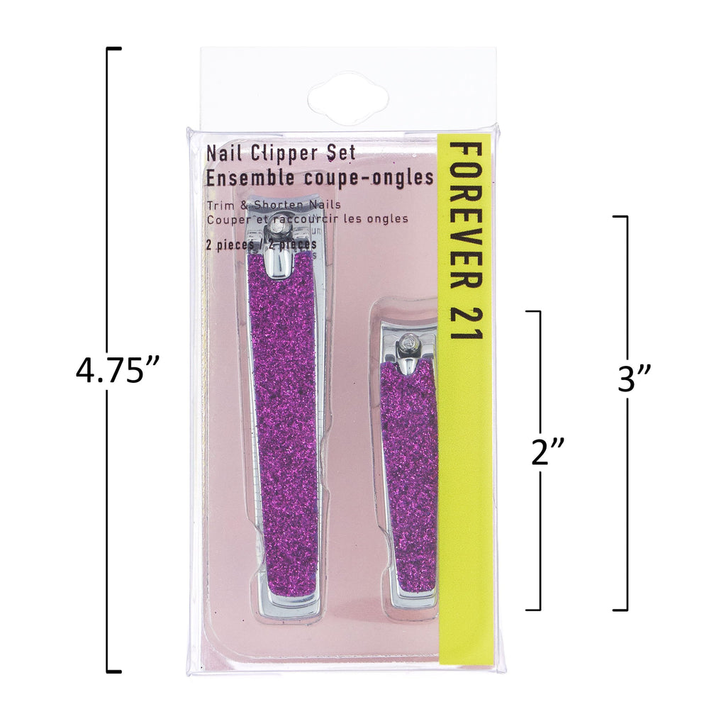 Forever 21 Nail Clippers Set - 2pc Purple Glitter Nail Clipper - 2 Pack,
