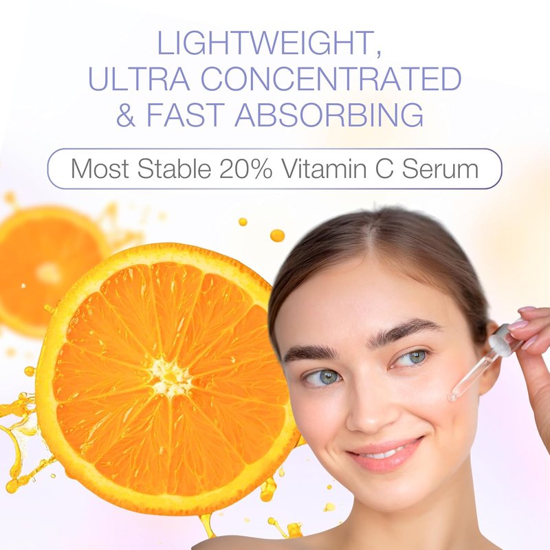 YOUN Beauty 20% Vitamin C Face Serum - Hydrating Antioxidant with Hyaluronic Acid & Vitamin E | 60 ml