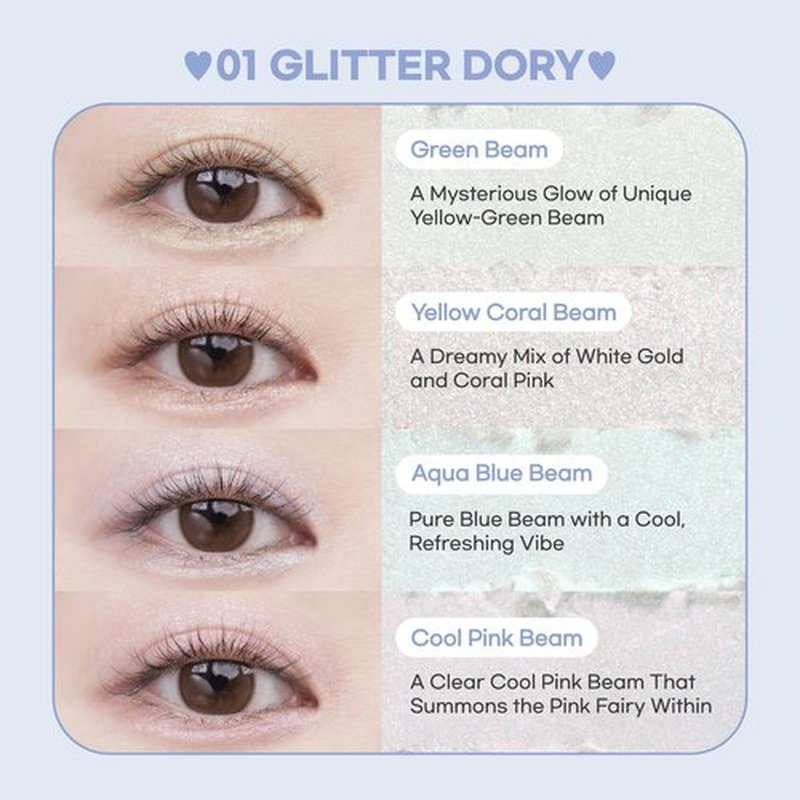 COLORGRAM TINTIN DORY EYESHADOW PALETTE 01 GLITTER DORY | 4 Color Compact Palette with Silky Smooth Texture & Strong Pigmentation | Travel-Friendly Collectible with Vibrant Shades