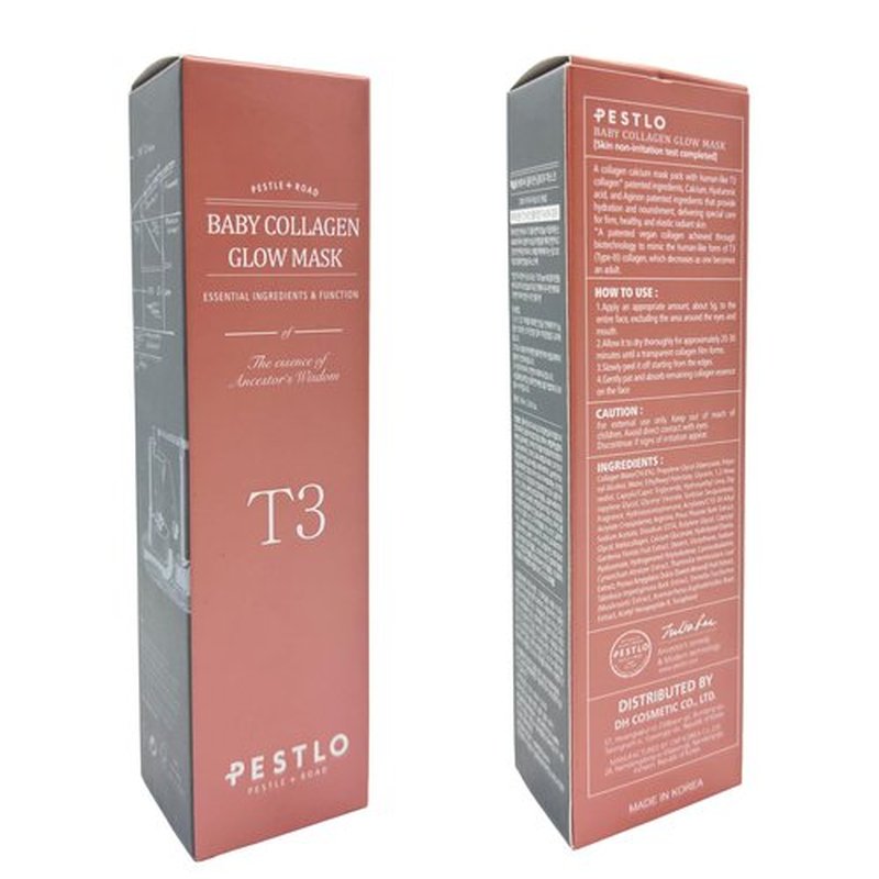 PESTLO Baby Collagen Glow Mask - Korean Peel Off Facial Mask Infused with Reallagen/T3 Vegan Collagen, Aginon, Volufiline for Hydrating, Firming, Glow, Glass Skin | Optional Overnight Use, 2.36 fl.oz