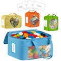BOHEMIABY 4 PCS Visible Magnetic Tiles Storage Bags, Toy Storage Bags with Label for Home School, Carrying Case for Building Bricks, Puzzle, Board Games, Toy Car and Other