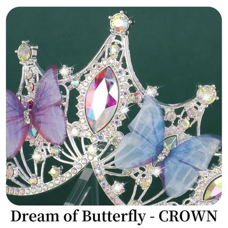 CIEHER Butterfly Queen Crown Fairy Crowns for Women Girls Crystal Tiara Dazzling Tiaras for Costume Cosplay Butterfly Gifts