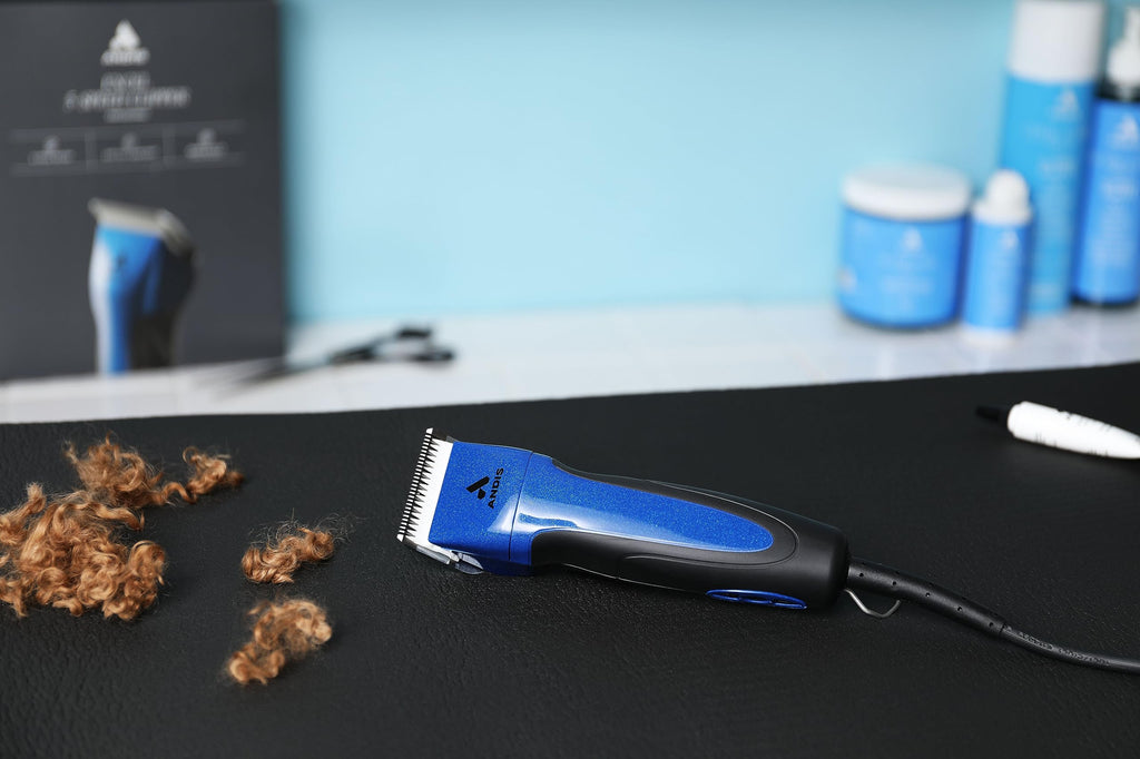 Andis 68520 Excel Professional 5-Speed Detachable Blade Clipper Kit - Animal/Dog Grooming, Rotary Motor, Soft-Grip Anti-Slip Housing, 14-Inch Cord, for All Coats & Breeds, SMC, Blue(Pack of 6)