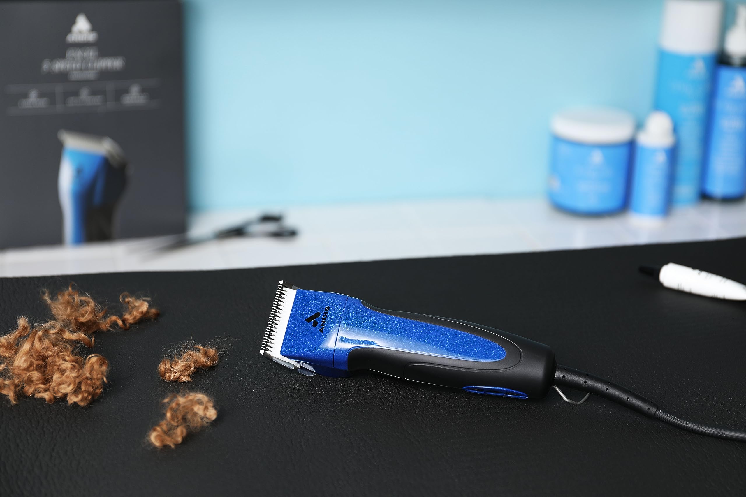 Andis 68520 Excel Professional 5-Speed Detachable Blade Clipper Kit - Animal/Dog Grooming, Rotary Motor, Soft-Grip Anti-Slip Housing, 14-Inch Cord, for All Coats & Breeds, SMC, Blue(Pack of 6)