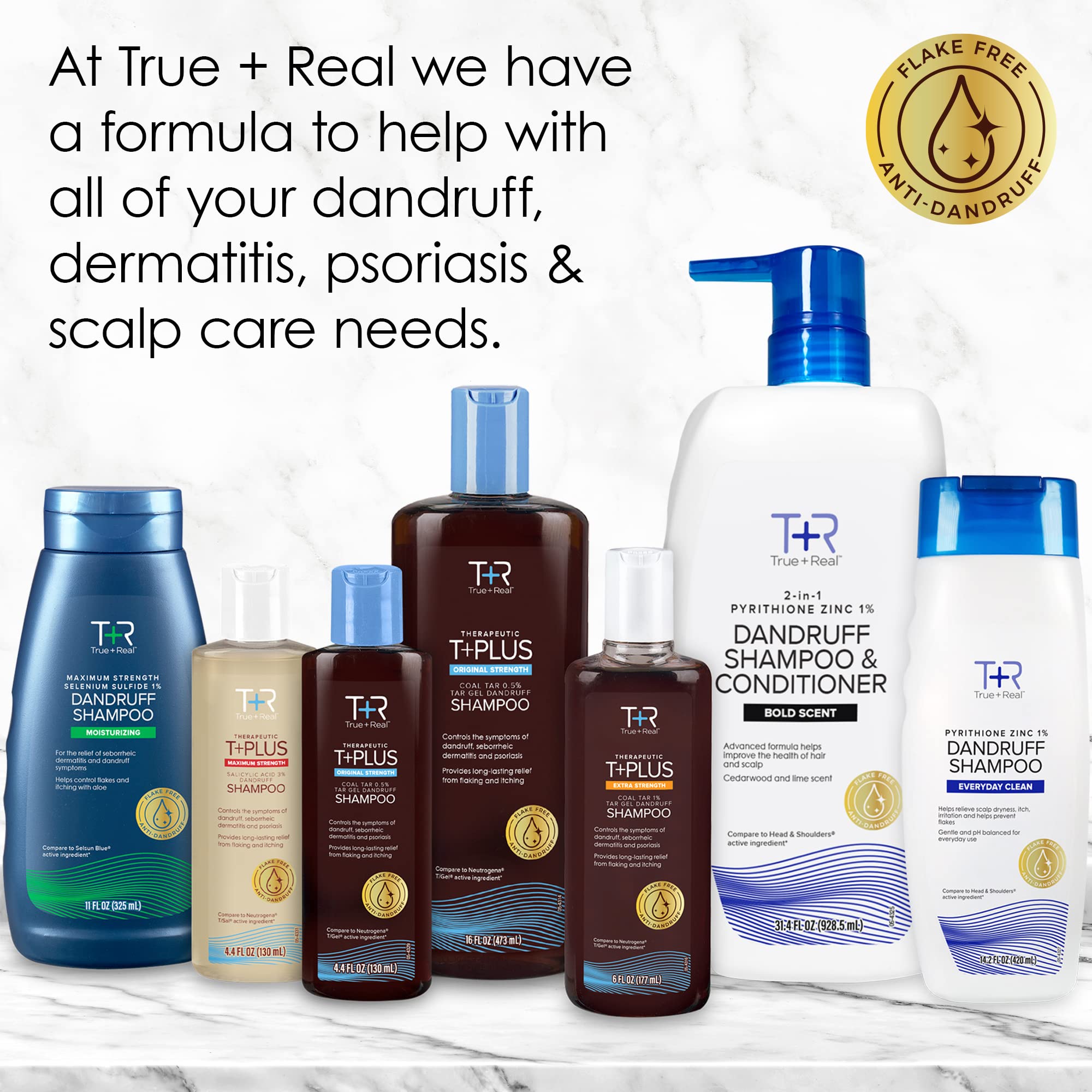 True+Real Coal Tar Therapeutic Plus Tar Gel Anti-Dandruff Shampoo Original Strength 0.5% Coal Tar, 4.4 Fl Oz