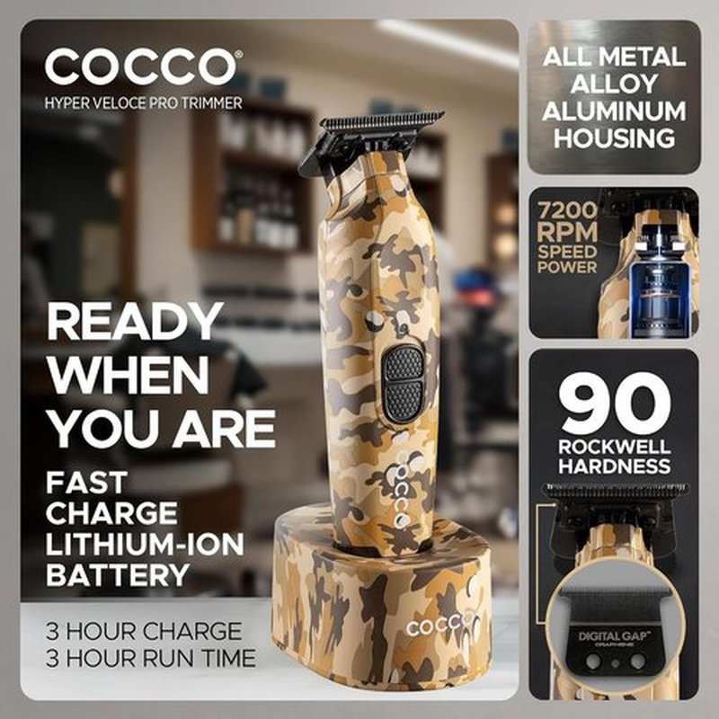 Cocco Hyper Veloce Pro Trimmer - Cordless Graphene Blade Edger with High-Torque Motor & Charging Base