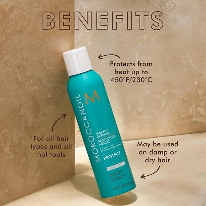 Moroccanoil Smooth Style Ceramic Heated Brush & Perfect Defense Spray Bundle - Ultimate Hair Care Set