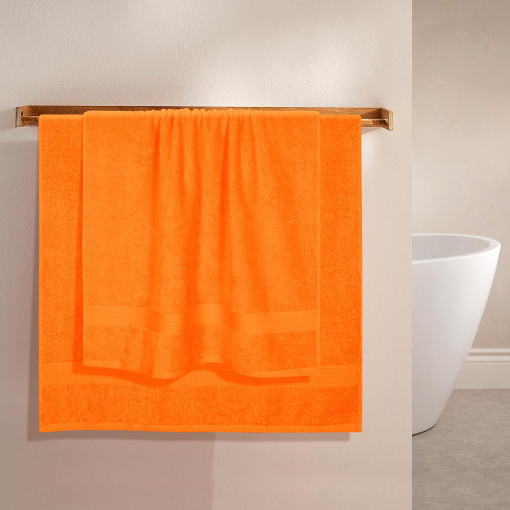BOUTIQUO Cotton 2 Pack Oversized Bath Towel Set, Large Bath Towels 27x54, Ultra Soft, Absorbent, Compact, Quick Drying and Lightweight, Eco-Friendly and 100% Recyclable Towel Set - Orange