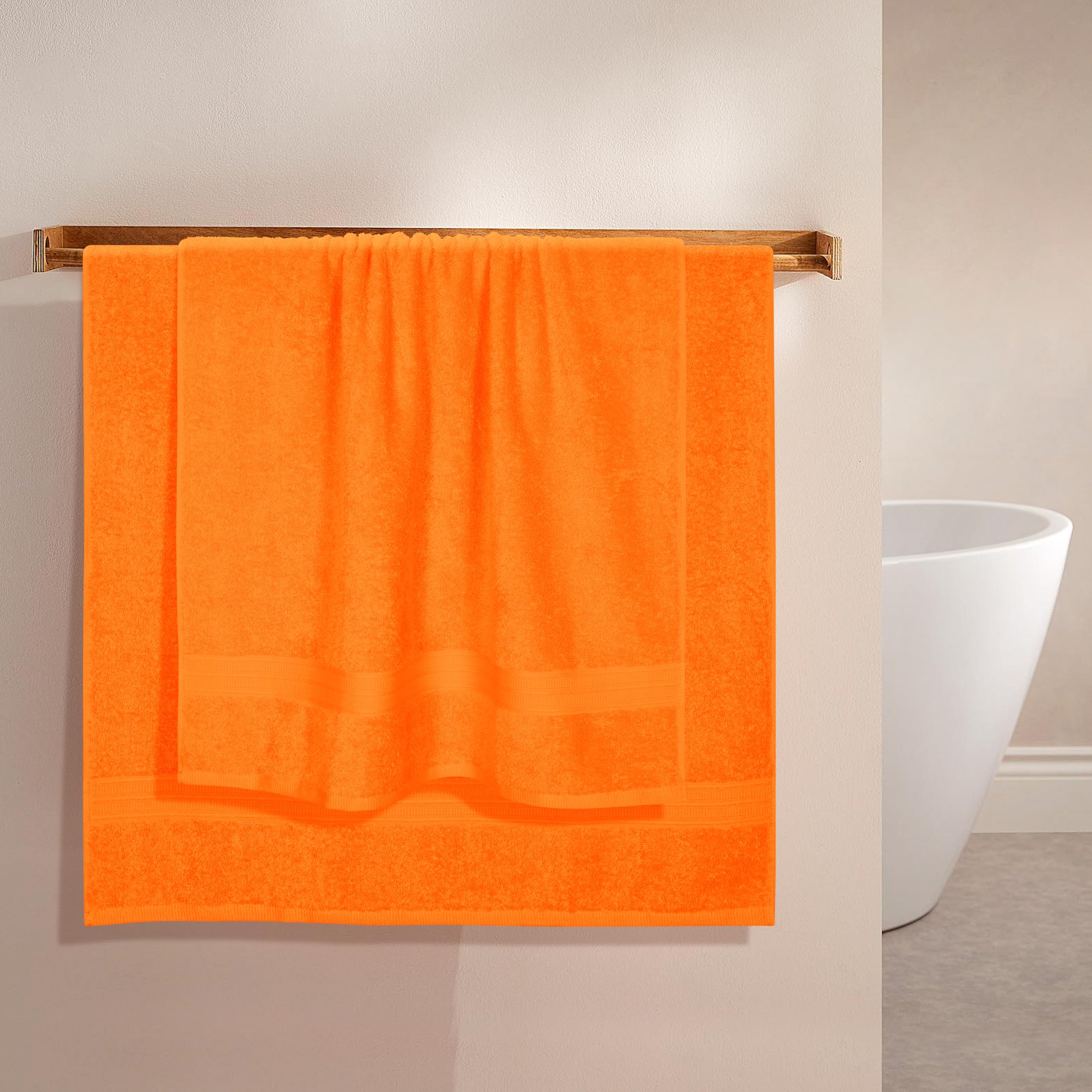 BOUTIQUO Cotton 2 Pack Oversized Bath Towel Set, Large Bath Towels 27x54, Ultra Soft, Absorbent, Compact, Quick Drying and Lightweight, Eco-Friendly and 100% Recyclable Towel Set - Orange