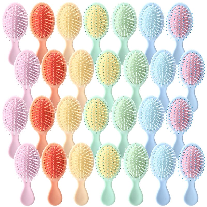 Zopeal 28 Pcs Kids Easter Gifts Wet Hair Mini Brush Bulk Girl Spring Back to School Small Pocket Travel Hairbrush Hygiene Detangler Soft Bristle Detangling Paddle for Party Favor Reward(7 Colors)