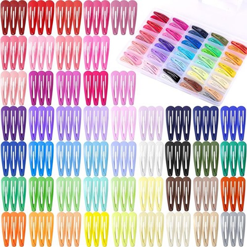 150pcs Hair Clips, 50 Colors Hair Barrettes for Girls, Funtopia 2 Inch Colorful Snap Hair Clips with Storage Case, Non Slip Metal Barrettes for Women Girls Toddler Kids Teens