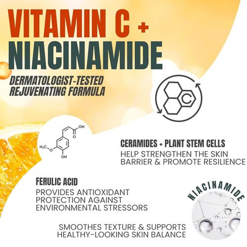 Alozera Vitamin C Facial Serum - Anti-Aging Niacinamide & Ferulic Acid for Radiant Skin | Gentle & Effective