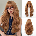 Osicapea Ginger Wigs with Bangs for Women, Woman Natural Long Wavy Curly Heat Resistant Synthetic Wig, 26 Inch Long Hair Replacement Wigs for Women's Cosplay Costume Party Daily Use