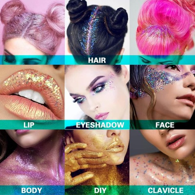 MEICOLY Chameleon Iridescent White Body Glitter,Holographic Face Glitter Paint Ice Themed Aerial Performance,Self-Adhesive Color Changing Mermaid Face Glitter,Opal Glitter for Hair,Festival Party