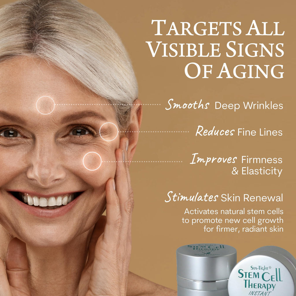 Sta-Tight Stem Cell Therapy INSTANT - Peptide Wrinkle Cream & Moisturizer Face Cream - Face Moisturizer for Women - Immediate Fine Line Reduction & Advanced Cell Renewal - 1 Oz