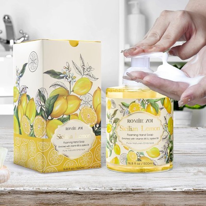 ROMIIE ZOI Foaming Hand Soap with Gift Box- Sicilian Lemon - Formula Moisture & Revitalize - 500ml/ 16.8oz