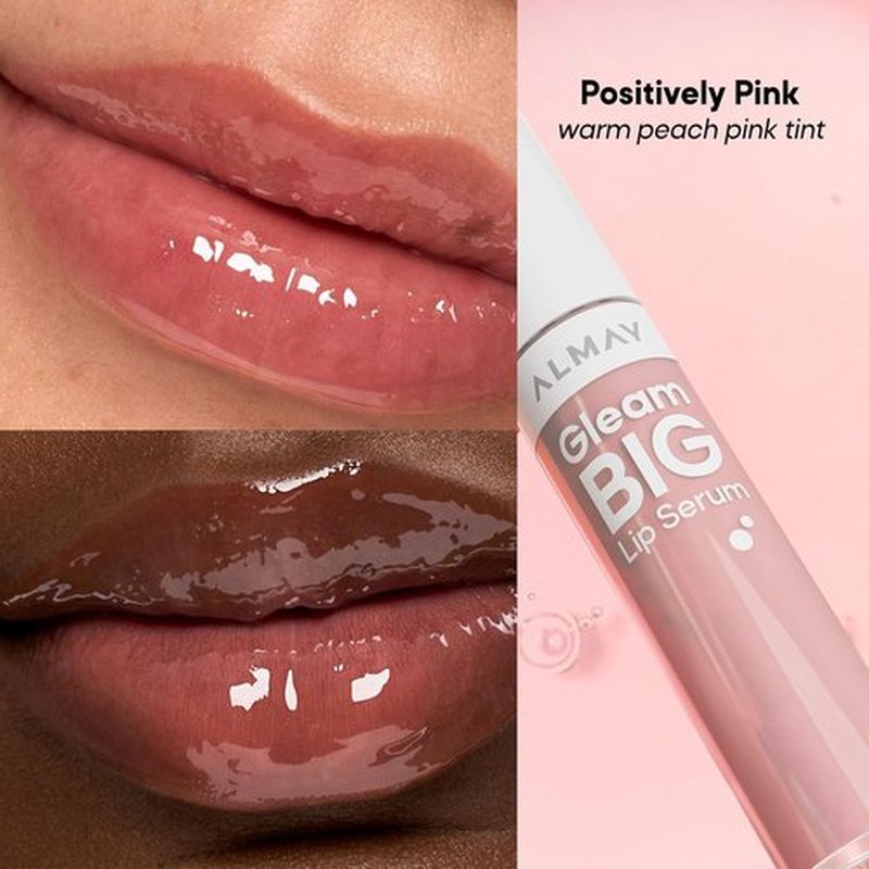 Almay Gleam Big™ Lip Serum - Hydrating, Hypoallergenic Lip Gloss in 100 Positively Pink | 0.13 fl oz
