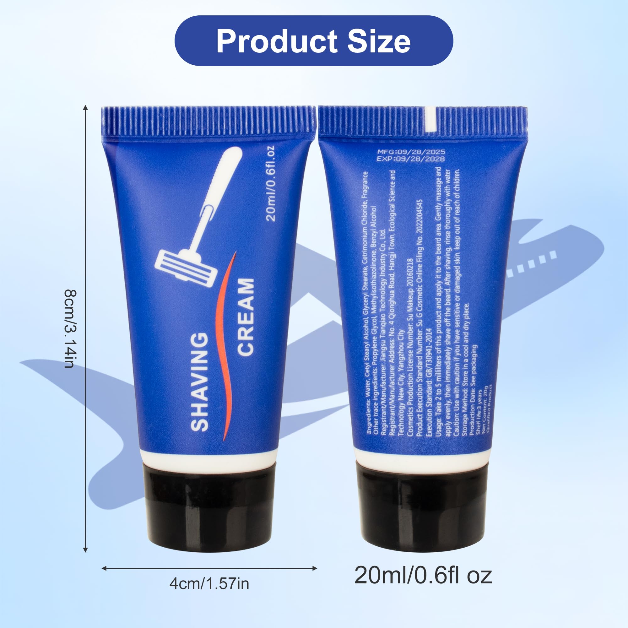 Lilingsty Shaving Cream Bulk, 20ml/0.7fl oz Travel Shaving Cream, Individually Packaged, Suitable for Travelling, Hotels, Home, Camping, Charities, Homeless People (100-PACK)