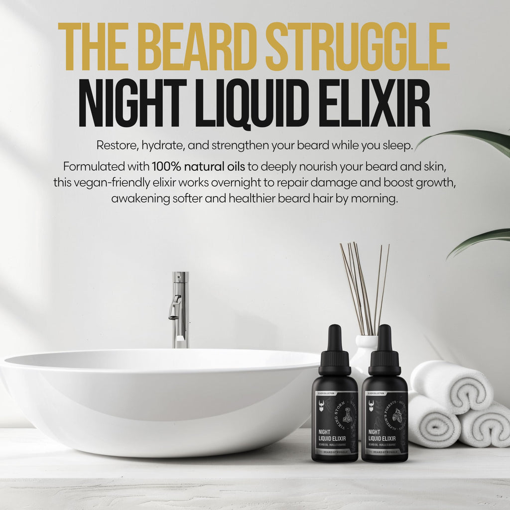The Beard Struggle Night Liquid Elixir Beard Oil - Platinum Collection - Aesir's Triumph (1.35 Fl oz) - Beard Oil for Men - Natural Blend for Softens, Moisturizing, & Healthier Beard Growth