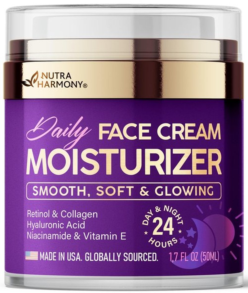 Face Moisturizer - Day & Night Face Cream - Collagen | Retinol | Hyaluronic Acid | Ceramides - Smooth, Soft & Glowing Skin - DD Cream for Women & Men - Dermatologically Tested - Made in USA 1.7 FL OZ