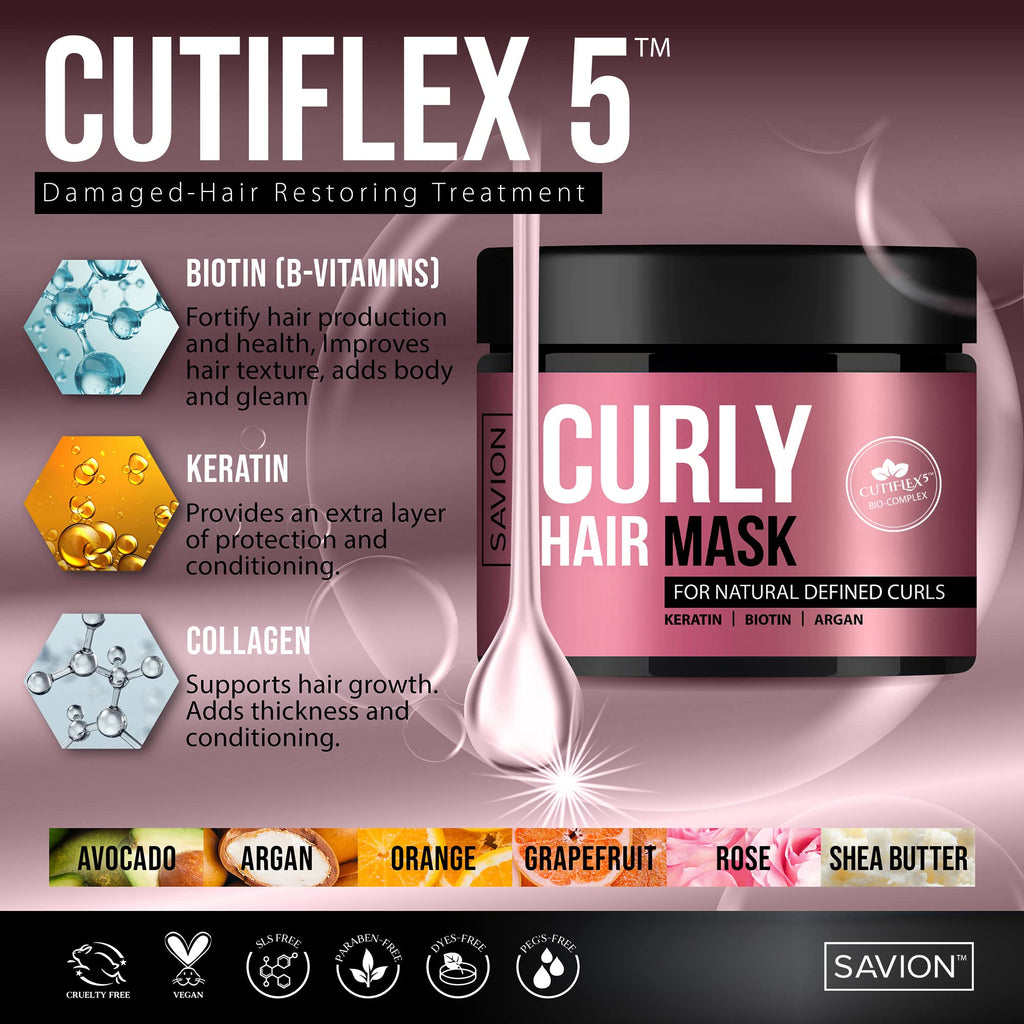 Curly Hair Mask by Savion for Women - 8.45 oz Masque