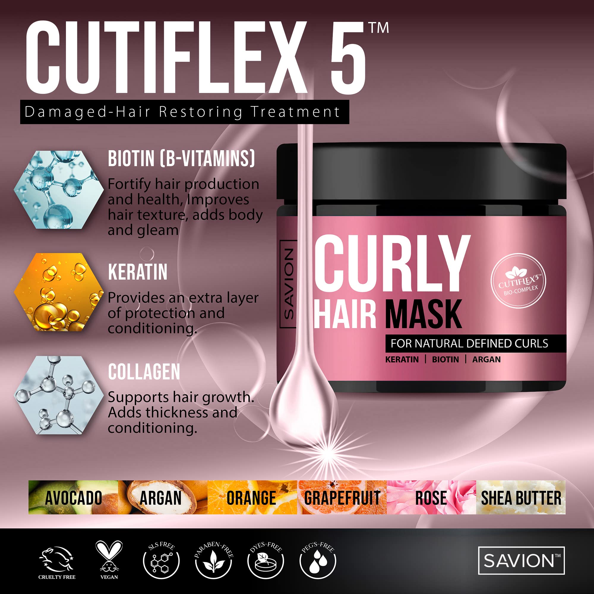 Curly Hair Mask by Savion for Women - 8.45 oz Masque