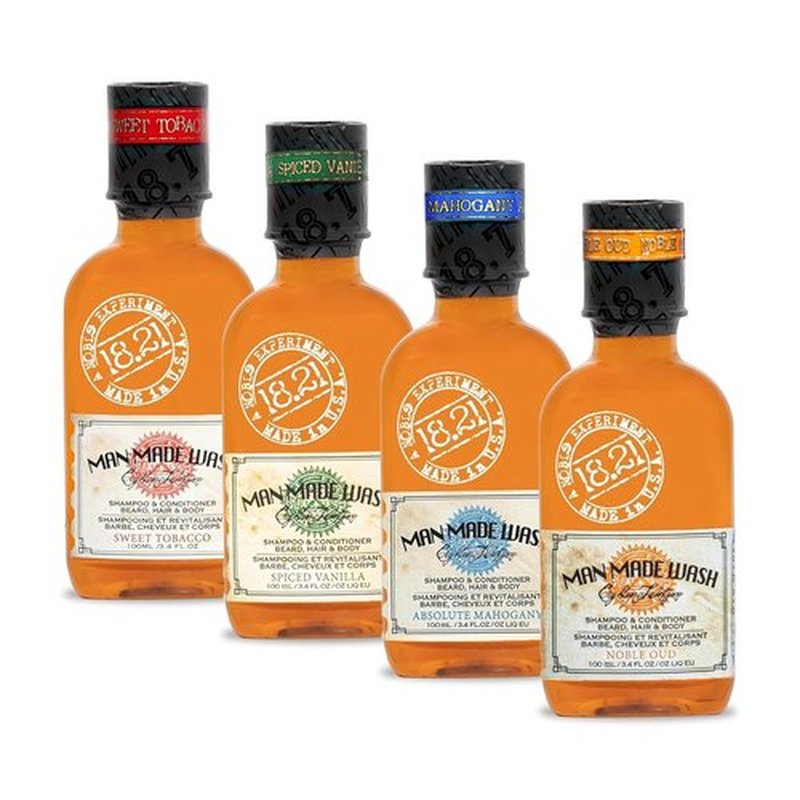 18.21 Man Made 3-in-1 Body Wash, Shampoo & Conditioner - Original Four-Scent Variety Pack for All Hair & Skin Types