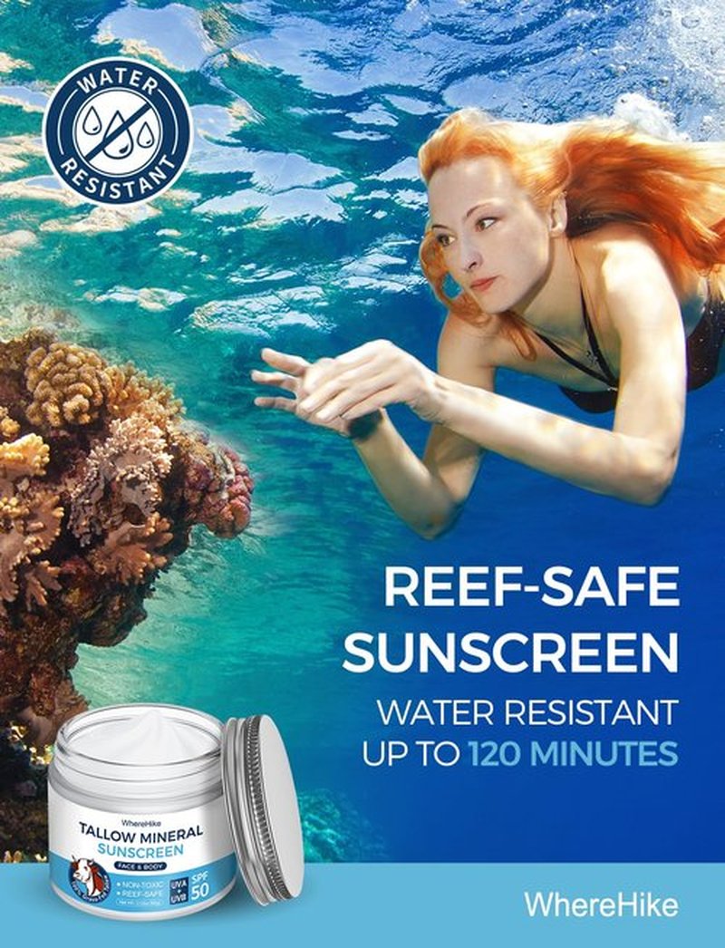 Stilip Organic Beef Tallow Sunscreen-SPF 50 with Zinc Oxide,Non-Toxic 2-in-1 Moisturizer & Mineral Sunblock | Reef Safe, Chemical-Free,Lightweight, Clean Formula for Sensitive Skin Natural Sunscreen.