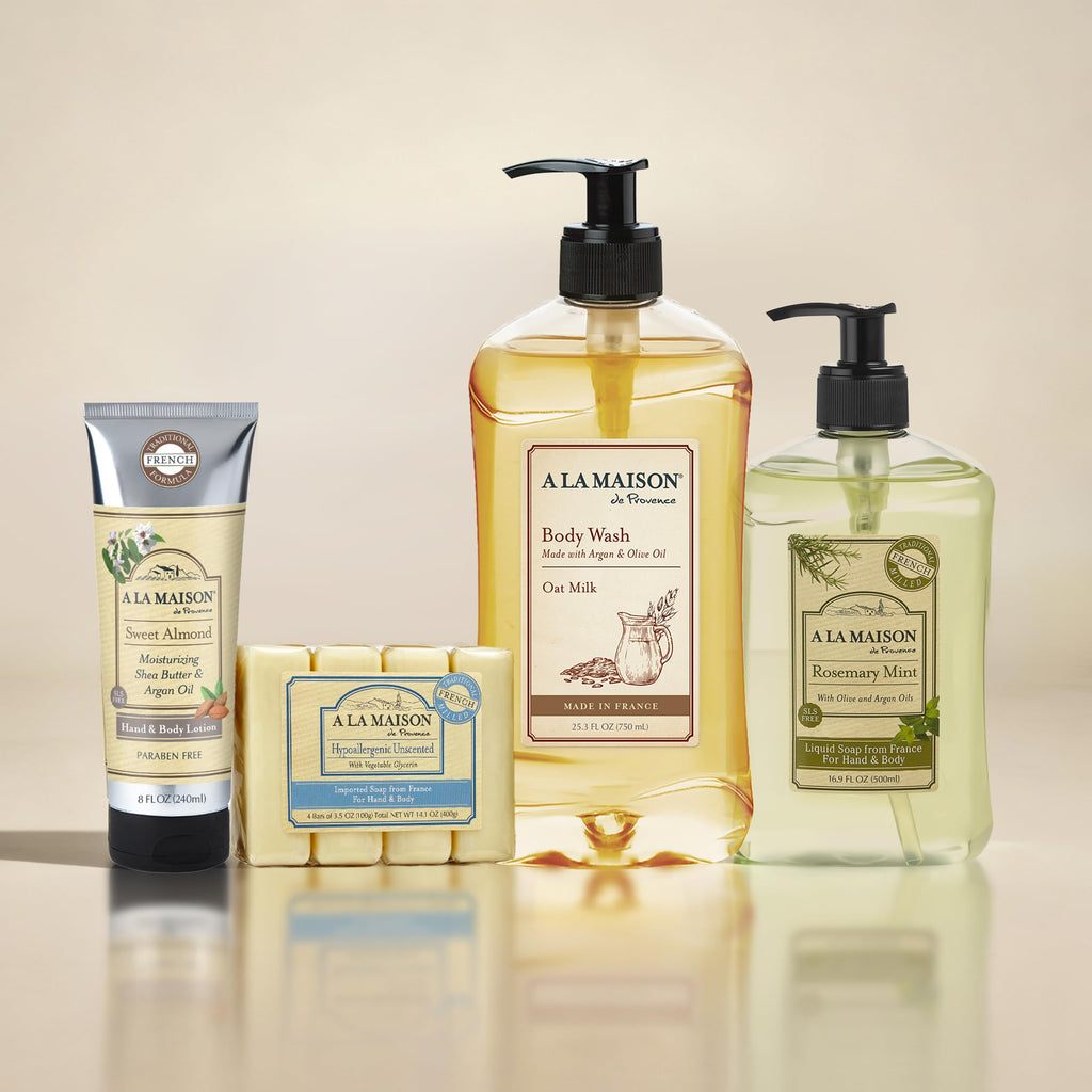 A LA MAISON French Liquid Hand Soap, Almond - Natural Hand Wash Made with Essential Oils - Biodegradable, Plant-Based, Vegan, Cruelty-Free, Alcohol & Paraben Free (16.9 oz, 6 Pack)
