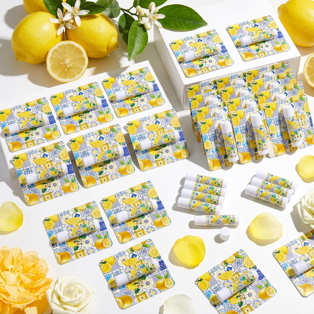 Heigble 24 Pcs Italian Lemon Lip Balm Bulk Summer Lemon Party Favors Gifts