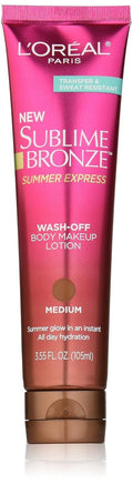 L'Oréal Paris Sublime Bronze Body Makeup Lotion - Medium Shade | Quick-Dry Formula, 3.55 fl. oz.