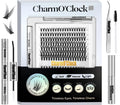 Lash Clusters Kit, 266Pcs Individual Cluster Lash Extensions Kit D Curl Fluffy Wispy Eyelash Clusters with Lash Bond and Seal and Tweezers 9-16mm 7 Styles Mix Lashes Clusters Kit
