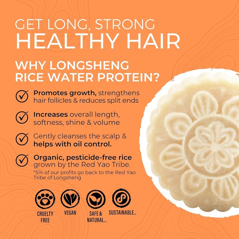 Viori Citrus Yao Shampoo & Conditioner Bar Set | Handcrafted Rice Water Formula for Hair Growth - Bamboo Holder Included