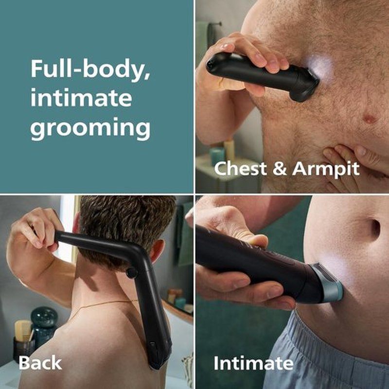 Philips Norelco Body Groomer 9000 Series - 100% Showerproof Men's Hair Trimmer & Intimate Shaver with UV Cleaner | BG9480/50