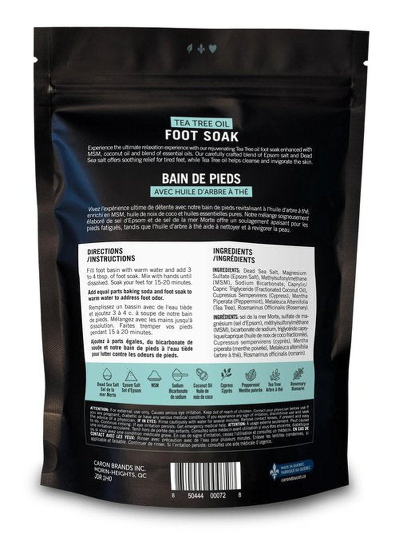 CARON & DOUCET Tea Tree Oil Foot Soak with Epsom Salt and Dead Sea Salt - Natural - Soothes Sore & Tired Feet, Helps Reduce Foot Odor Scent, Softens Calluses - 1lb