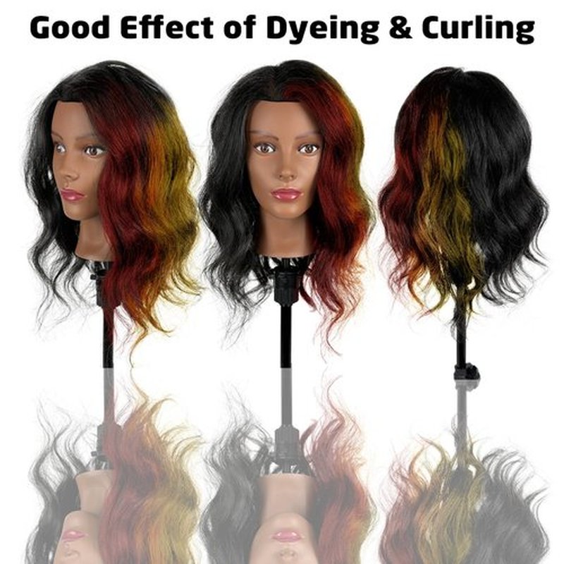 Opini 18 Inch Mannequin Head Human Hair with 100% Real Hair Cosmetology Mannequin Manikin Doll Head for Hairdresser Practice Braiding Hairstyling With Tripod Stand (18 Inch-Tripod Set)